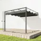 Pérgola de Pared de Jardín 3x3 m con Techo Retráctil Protección UPF30+ Drenaje Cenador de Jardín para Exterior Gris