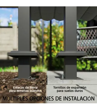 Pérgola de Pared de Jardín 3x3 m con Techo Retráctil Protección UPF30+ Drenaje Cenador de Jardín para Exterior Gris