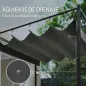 Pérgola de Pared de Jardín 3x3 m con Techo Retráctil Protección UPF30+ Drenaje Cenador de Jardín para Exterior Gris