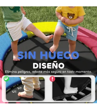 Cama Elástica Infantil Ø160 cm Trampolín para Niños de 3-6 Años con Red de Seguridad Patas en Forma de L Multicolor