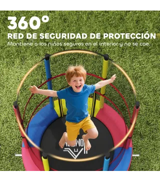 Cama Elástica Infantil Ø160 cm Trampolín para Niños de 3-6 Años con Red de Seguridad Patas en Forma de L Multicolor