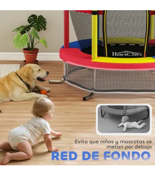 Cama Elástica Infantil Ø160 cm Trampolín para Niños de 3-6 Años con Red de Seguridad Patas en Forma de L Multicolor