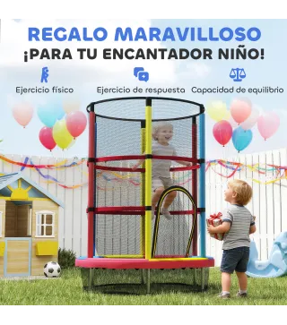 Cama Elástica Infantil Ø160 cm Trampolín para Niños de 3-6 Años con Red de Seguridad Patas en Forma de L Multicolor