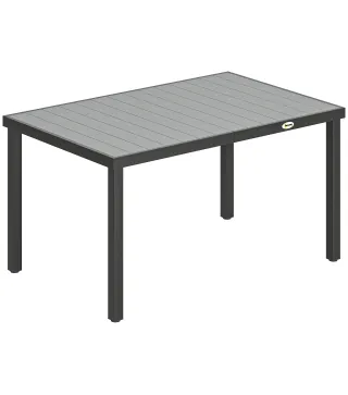 Mesa de Comedor de Jardín para 6 Personas con Superficie de Listones Estructura de Acero 140x90x74 cm Gris