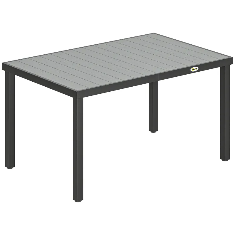 Mesa de Comedor de Jardín para 6 Personas con Superficie de Listones Estructura de Acero 140x90x74 cm Gris
