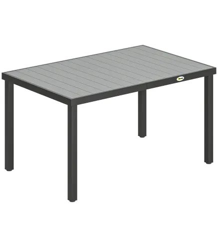 Mesa de Comedor de Jardín para 6 Personas con Superficie de Listones Estructura de Acero 140x90x74 cm Gris
