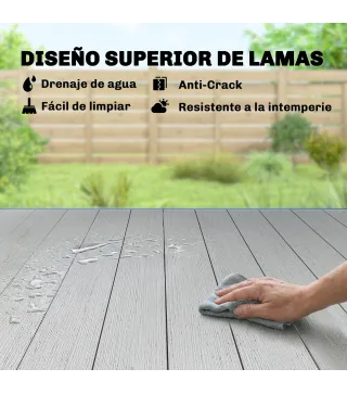 Mesa de Comedor de Jardín para 6 Personas con Superficie de Listones Estructura de Acero 140x90x74 cm Gris