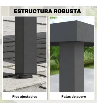 Mesa de Comedor de Jardín para 6 Personas con Superficie de Listones Estructura de Acero 140x90x74 cm Gris