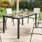 Mesa de Comedor de Jardín para 6 Personas con Superficie de Listones Estructura de Acero 140x90x74 cm Gris