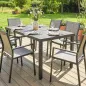 Mesa de Comedor de Jardín para 6 Personas con Superficie de Listones Estructura de Acero 140x90x74 cm Gris
