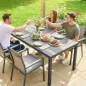 Mesa de Comedor de Jardín para 6 Personas con Superficie de Listones Estructura de Acero 140x90x74 cm Gris