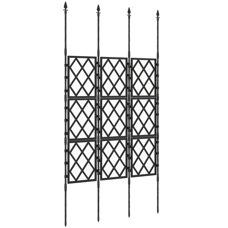 Enrejado de Jardín Plegable Soporte para Plantas Trepadoras con Montaje DIY y Marco de Acero 85x197 cm Negro
