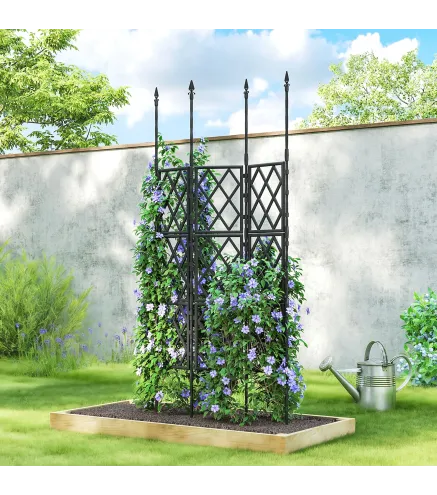 Enrejado de Jardín Plegable Soporte para Plantas Trepadoras con Montaje DIY y Marco de Acero 85x197 cm Negro