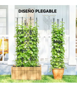 Enrejado de Jardín Plegable Soporte para Plantas Trepadoras con Montaje DIY y Marco de Acero 85x197 cm Negro