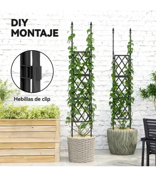 Enrejado de Jardín Plegable Soporte para Plantas Trepadoras con Montaje DIY y Marco de Acero 85x197 cm Negro