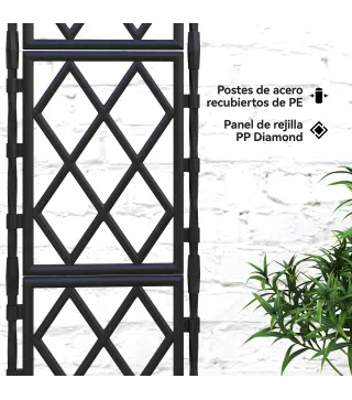 Enrejado de Jardín Plegable Soporte para Plantas Trepadoras con Montaje DIY y Marco de Acero 85x197 cm Negro