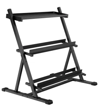 Soporte para Mancuernas de 3 Niveles Estante de Pesas de Acero con Barras Ajustables para Gimnasio Casa Carga 200 kg