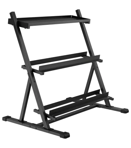Soporte para Mancuernas de 3 Niveles Estante de Pesas de Acero con Barras Ajustables para Gimnasio Casa Carga 200 kg