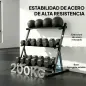 Soporte para Mancuernas de 3 Niveles Estante de Pesas de Acero con Barras Ajustables para Gimnasio Casa Carga 200 kg