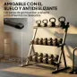 Soporte para Mancuernas de 3 Niveles Estante de Pesas de Acero con Barras Ajustables para Gimnasio Casa Carga 200 kg