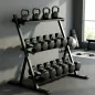 Soporte para Mancuernas de 3 Niveles Estante de Pesas de Acero con Barras Ajustables para Gimnasio Casa Carga 200 kg