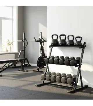 Soporte para Mancuernas de 3 Niveles Estante de Pesas de Acero con Barras Ajustables para Gimnasio Casa Carga 200 kg