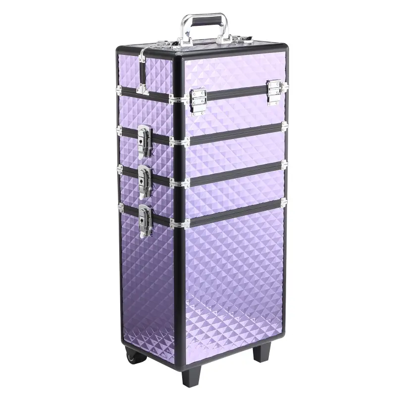 Maletín de Maquillaje Profesional con Ruedas Universales Distintos Niveles Asa Extensible Maletín Maquillaje Trolley Aleación de Maletín de Maquillaje Profesional con Ruedas Universales Distintos Niveles Asa Extensible Maletín Maquillaje Trolley Aleación de