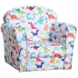 Sillón Infantil para +18 Meses con Estampado de Dinosaurios Acolchado de Espuma y Franela 50x39x44 cm Multicolor