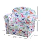 Sillón Infantil para +18 Meses con Estampado de Dinosaurios Acolchado de Espuma y Franela 50x39x44 cm Multicolor