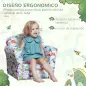 Sillón Infantil para +18 Meses con Estampado de Dinosaurios Acolchado de Espuma y Franela 50x39x44 cm Multicolor