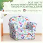 Sillón Infantil para +18 Meses con Estampado de Dinosaurios Acolchado de Espuma y Franela 50x39x44 cm Multicolor