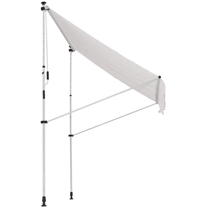 Toldo Manual Retráctil 200x150x170-280 cm para Balcón y Terraza con Altura Ajustable con Manivela Blanco