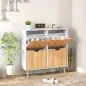 Zapatero Estrecho con 4 Cajones Abatibles y Estantes Ajustables para 16 Pares 95x26x95 cm Natural y Blanco