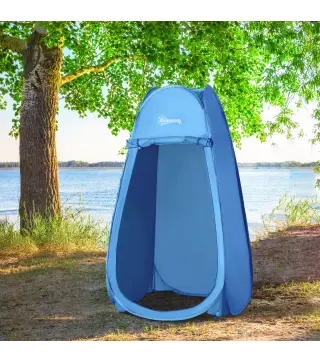 Tienda de Ducha Pop Up con Protección UV Techo Impermeable y Asa para Camping Playa 100x100x185 cm Azul