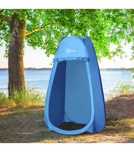 Tienda de Ducha Pop Up con Protección UV Techo Impermeable y Asa para Camping Playa 100x100x185 cm Azul