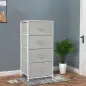 Cómoda con 4 Cajones de Tela, Cómoda para Dormitorio, Marco de Acero, Cajonera para Salón, Oficina, Vestidor, Gris