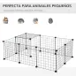 Parque Metálico para Animales Pequeños de 12 Paneles Desmontable Diseño DIY para Erizo Hámster 106x73x36 cm Negro