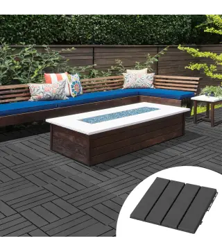 Set de 9 Baldosas Cuadradas de 30x30 cm con Área de 0,81 m² Losetas Sistema de Clic para Balcón Terraza Jardín Negro