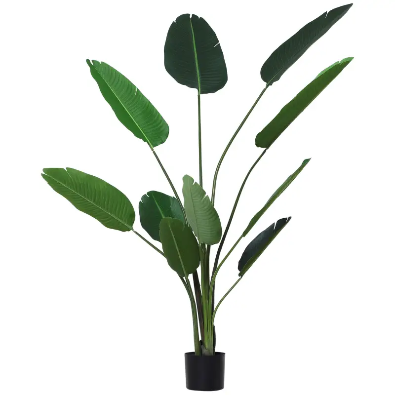 Planta de Decoración Artificial de Palma Árbol Realista con Maceta 10 Hojas Ф18x180cm para Interior No Requiere Instalación