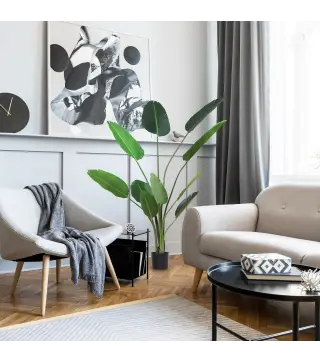 Planta de Decoración Artificial de Palma Árbol Realista con Maceta 10 Hojas Ф18x180cm para Interior No Requiere Instalac