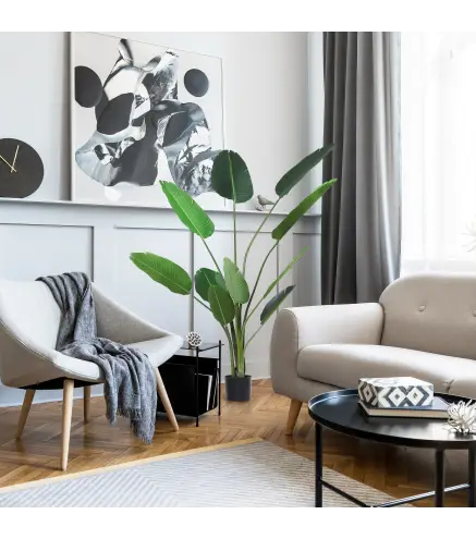 Planta de Decoración Artificial de Palma Árbol Realista con Maceta 10 Hojas Ф18x180cm para Interior No Requiere Instalac