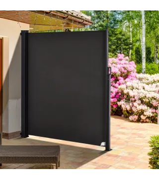 Toldo Lateral Retráctil 350x180 cm Pantalla Enrollable Mampara de Privacidad y Protección Solar Gris Oscuro