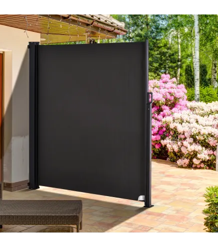 Toldo Lateral Retráctil 350x180 cm Pantalla Enrollable Mampara de Privacidad y Protección Solar Gris Oscuro
