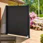 Toldo Lateral Retráctil 350x180 cm Pantalla Enrollable Mampara de Privacidad y Protección Solar Gris Oscuro