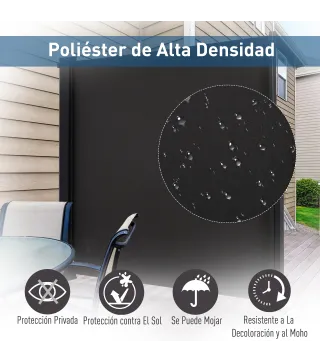 Toldo Lateral Retráctil 350x180 cm Pantalla Enrollable Mampara de Privacidad y Protección Solar Gris Oscuro