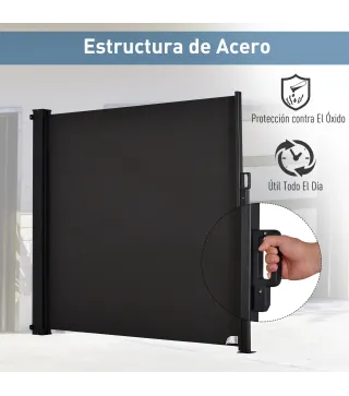 Toldo Lateral Retráctil 350x180 cm Pantalla Enrollable Mampara de Privacidad y Protección Solar Gris Oscuro