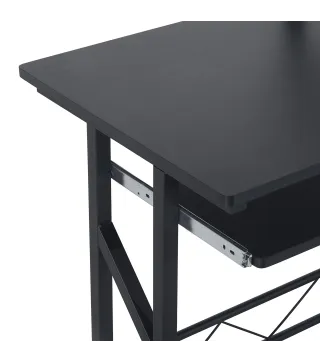 Mesa de Escritorio Mesa de Estudio con Bandeja de Teclado y Cajón Mesa de Ordenador para Despacho 90x50x100 cm Negro