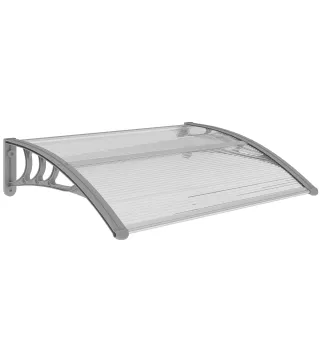 Marquesina para Puertas y Ventanas 100x75 cm con Paneles de Policarbonato Barra de Aluminio Transparente