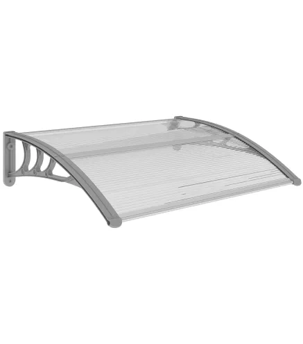 Marquesina para Puertas y Ventanas 100x75 cm con Paneles de Policarbonato Barra de Aluminio Transparente