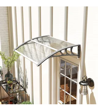 Marquesina para Puertas y Ventanas 100x75 cm con Paneles de Policarbonato Barra de Aluminio Transparente
